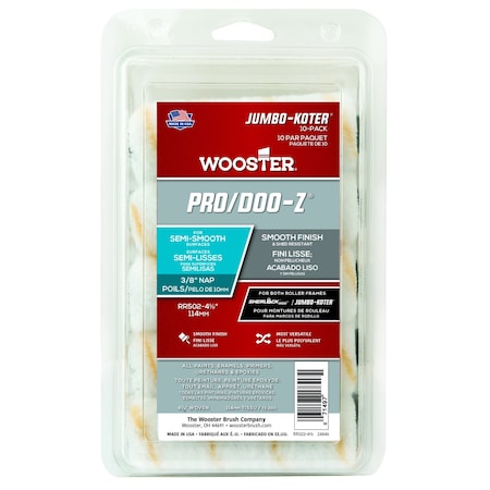 Wooster 4.5 in Mini Paint Roller Cover, 3/8" Nap, Woven Fabric RR502-4 1/2